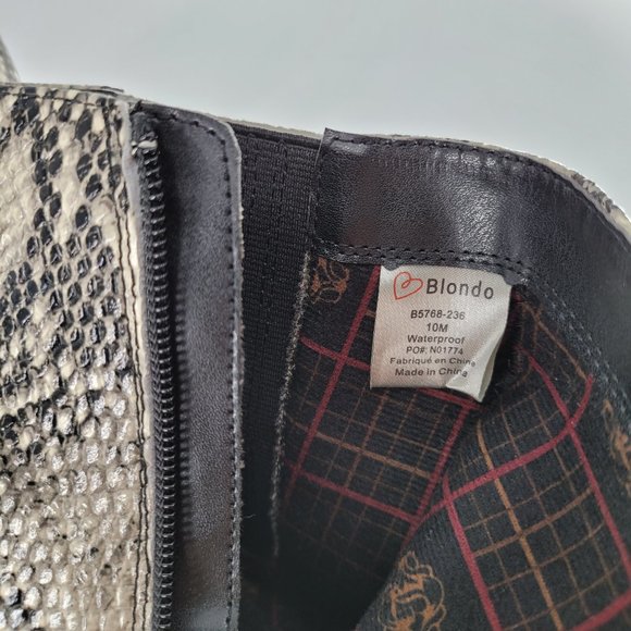 Blondo Black and Cream Snake Print Ankle Booties - Picture 8 of 8